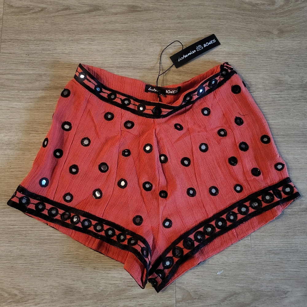 NWT Bohemiam Bones Burnt Orange And Black Polka Dot Shorts